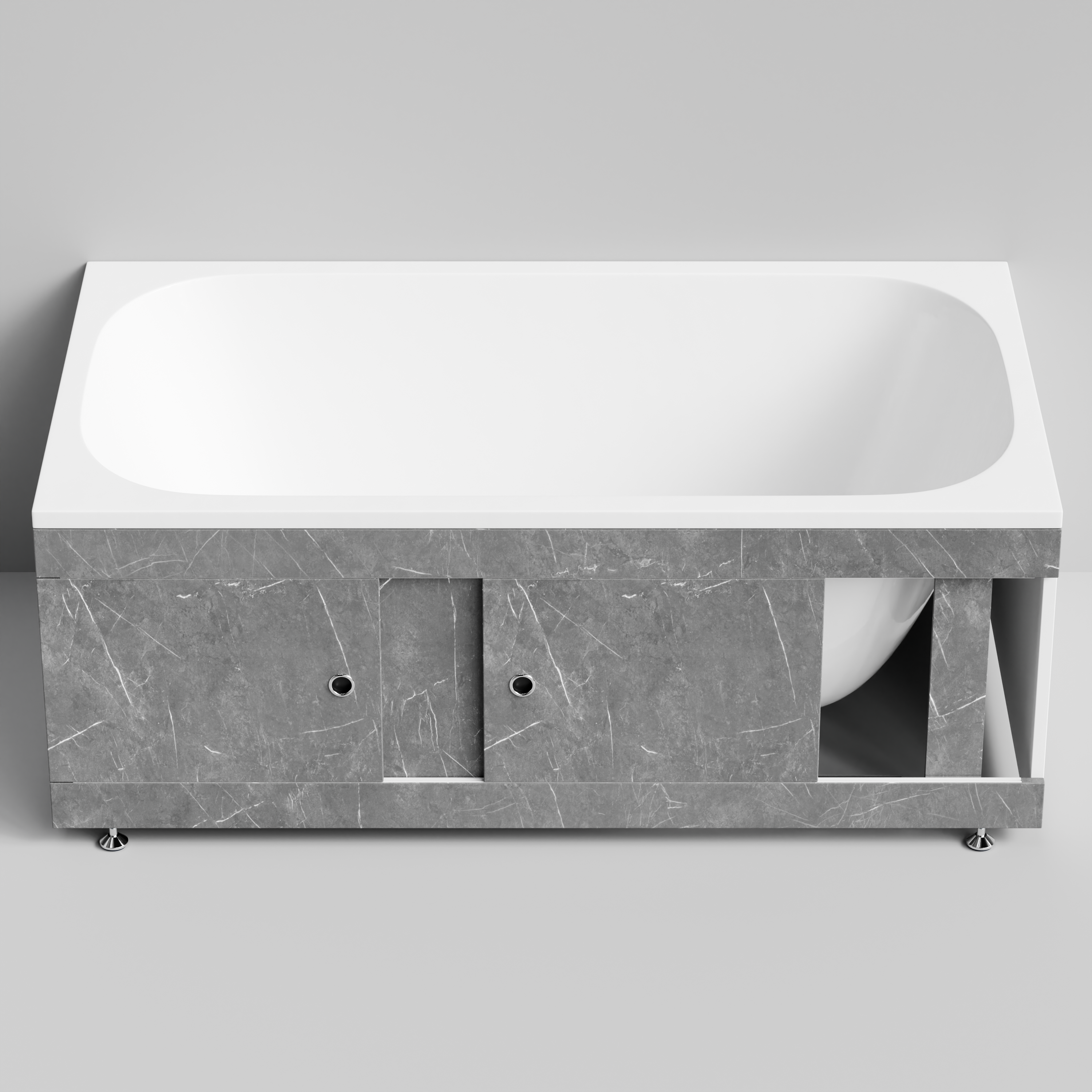 Экран под ванну Vod-ok Купе 150 раздвижной Мрамор Серый софт тач