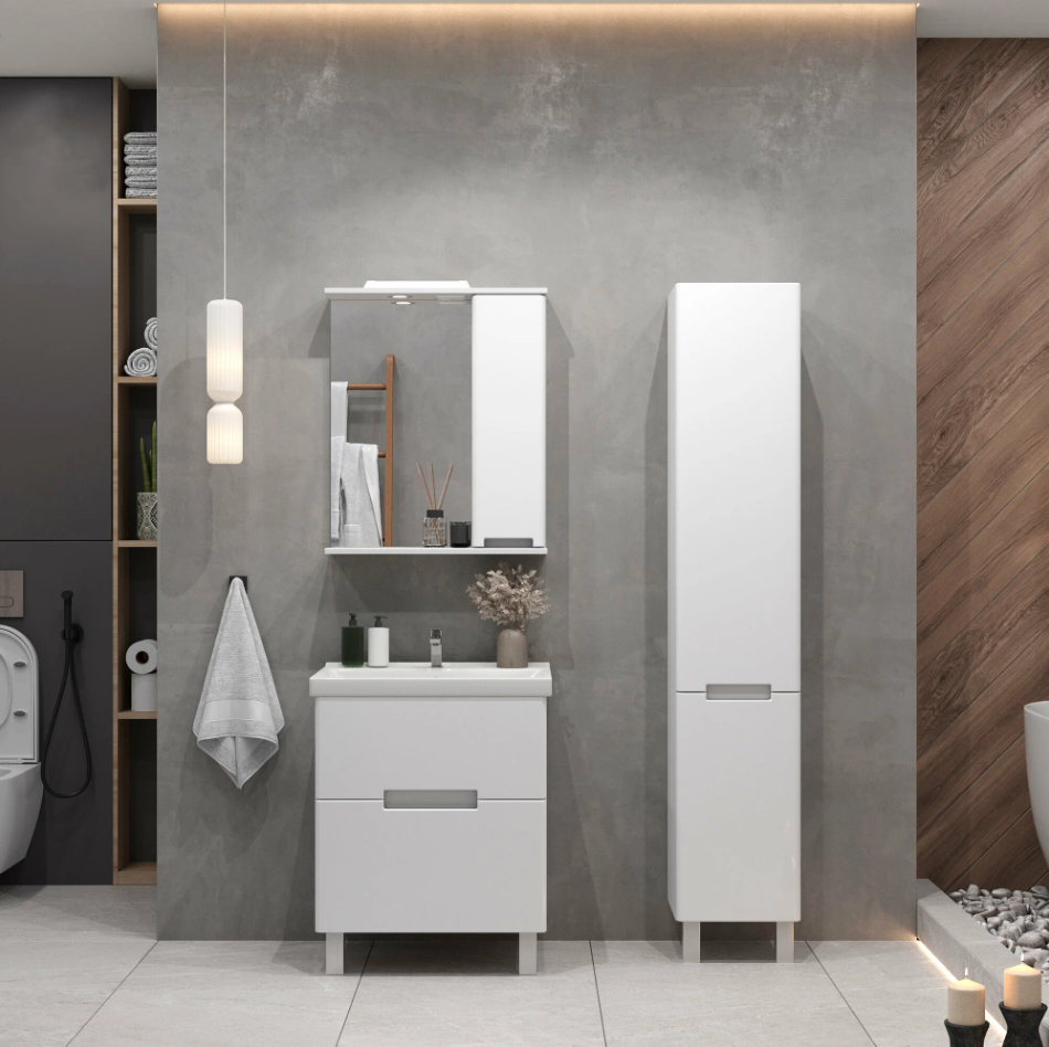 Тумба напольная SanStar Ориана 50 с раковиной Фостер 50 белая