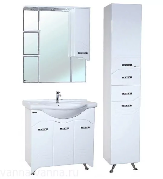 Тумба с раковиной Bellezza Дрея 85 с корзиной, напольная, белая