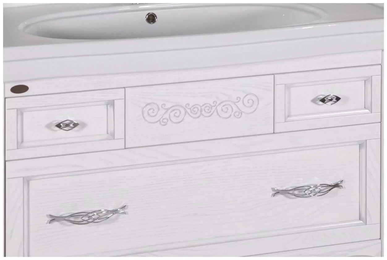 Мебель для ванной ASB Woodline Модерн 85 комплект, напольный, белый, патина серебро