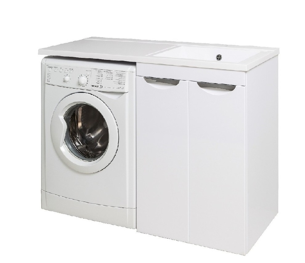 Тумба напольная Runo Лира 60 с раковиной Гамма 120 лайт левое крыло + кронштейн