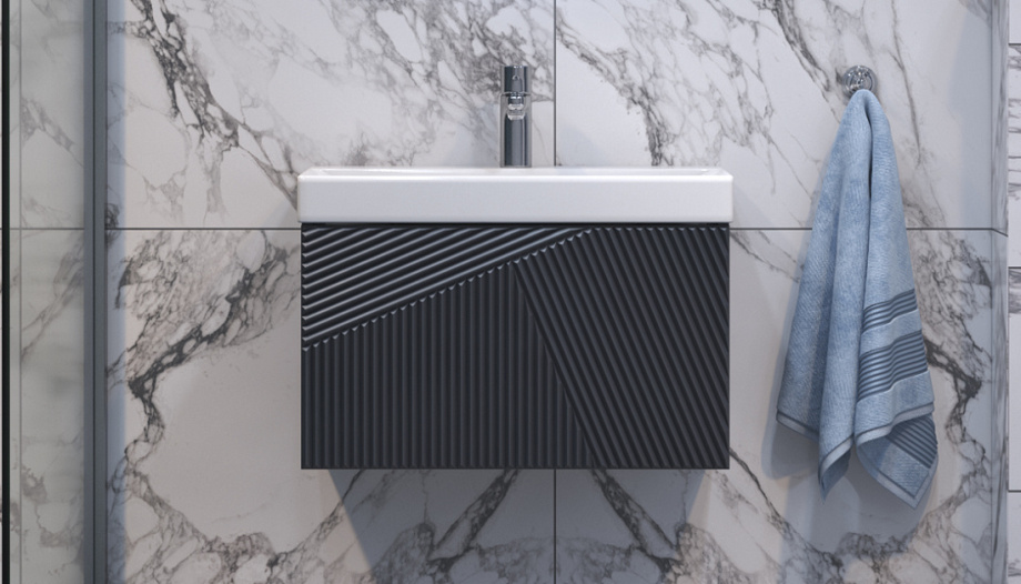 Тумба с раковиной подвесная Velvex Edge tp.EDG.9696.60.1Y графит, 60 см