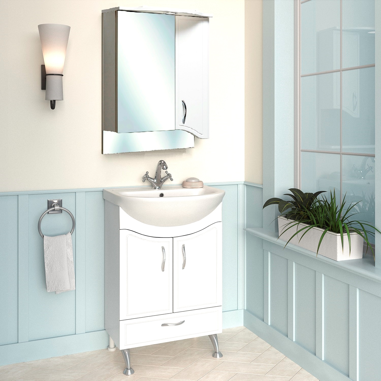 Зеркало-шкаф Runo Севилья 50 справа, белый