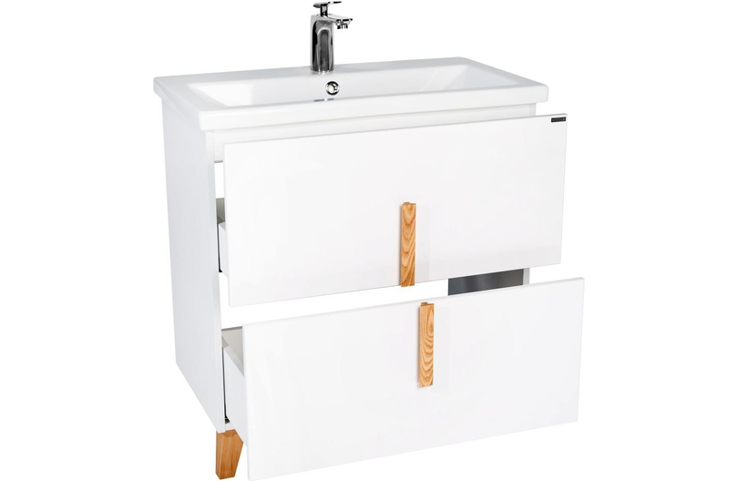 Тумба напольная Viant Мюнхен 60 с раковиной Como 60, 2 ящика, белый