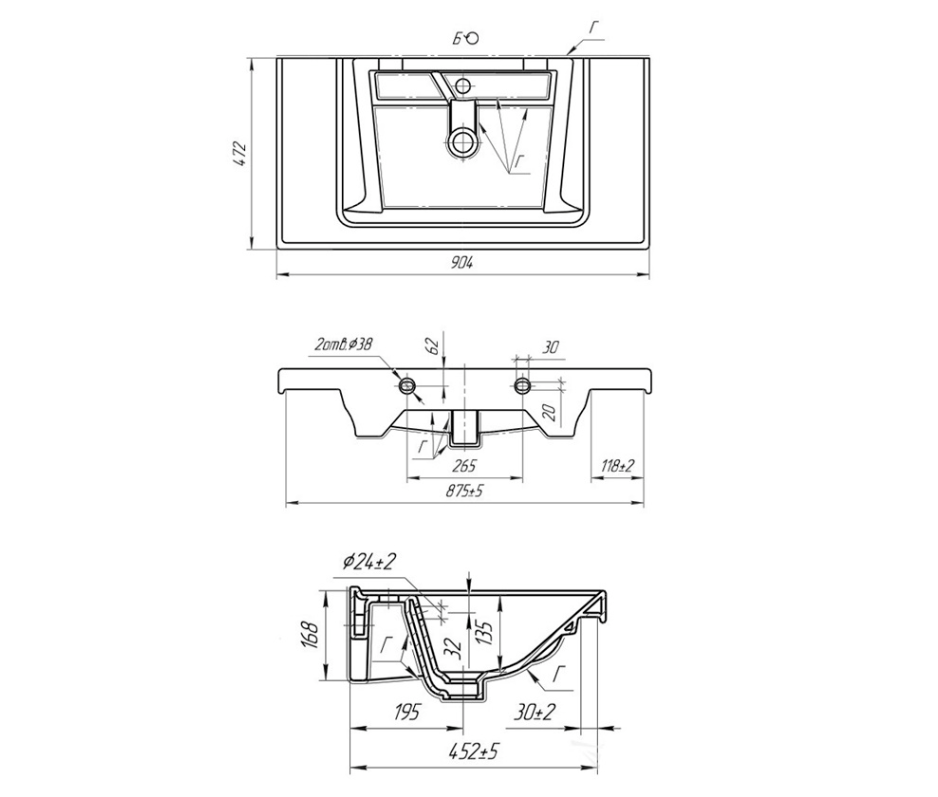 Тумба с раковиной подвесная Dreja Perfecto 90 см, дуб эврика/белый