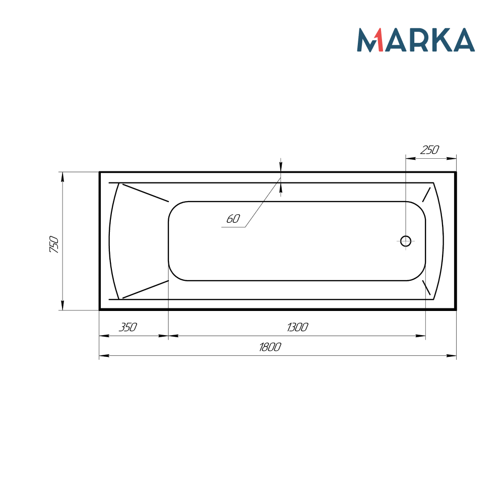 Ванна 1Marka MODERN 180*75 Комплект Стандарт 2+