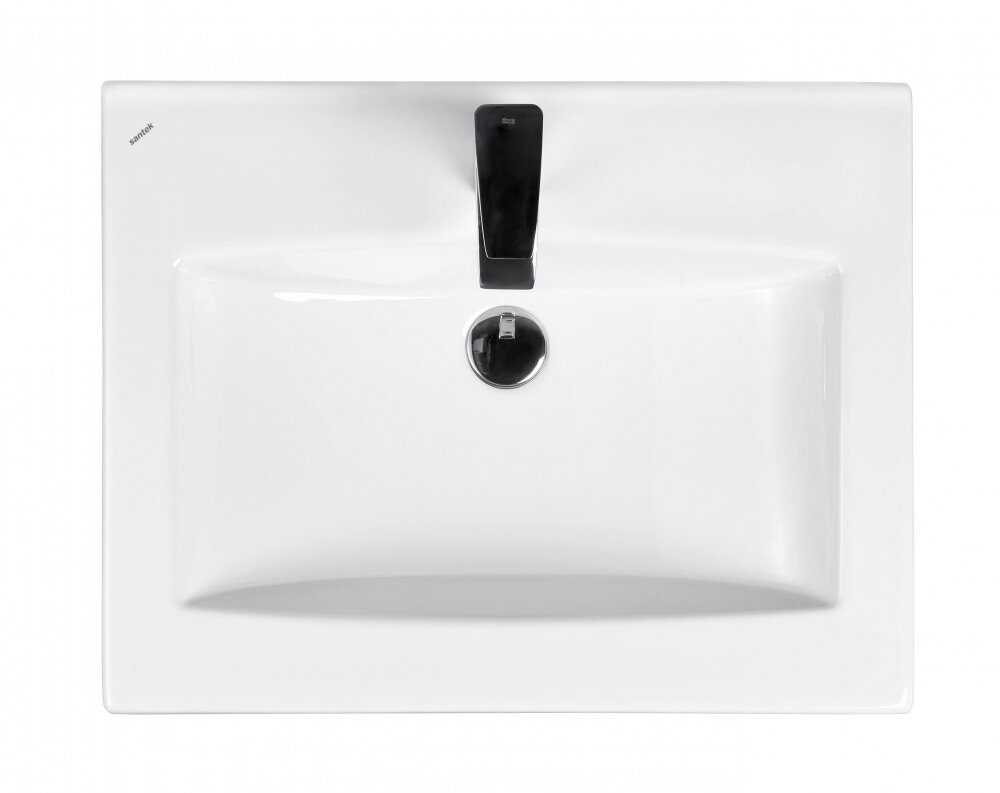 Тумба подвесная Viant Люксембург 60 с раковиной Элина 60, два ящика, темное дерево