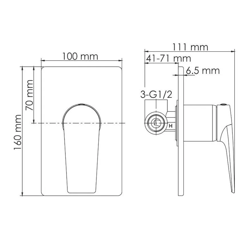 Смеситель WasserKRAFT Wiese 8451 встраиваемый, на 1 выход, оружейная сталь