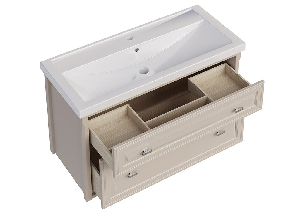 Мебель для ванной ASB Woodline Кастелло 100 комплект, подвесной, бежевый