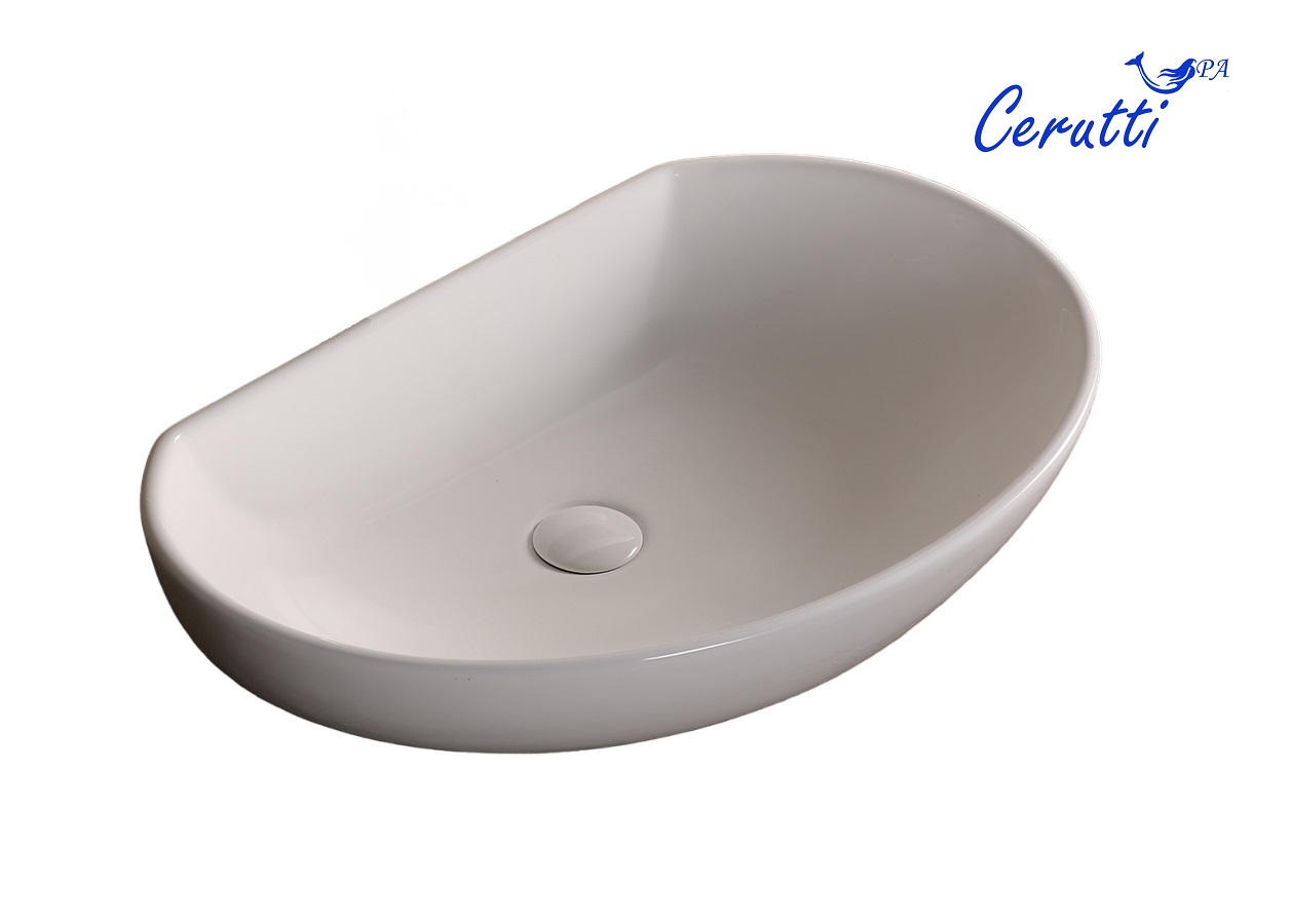 Раковина Ceruttispa CR7074 накладная, белая, асимметричная 610х410х160