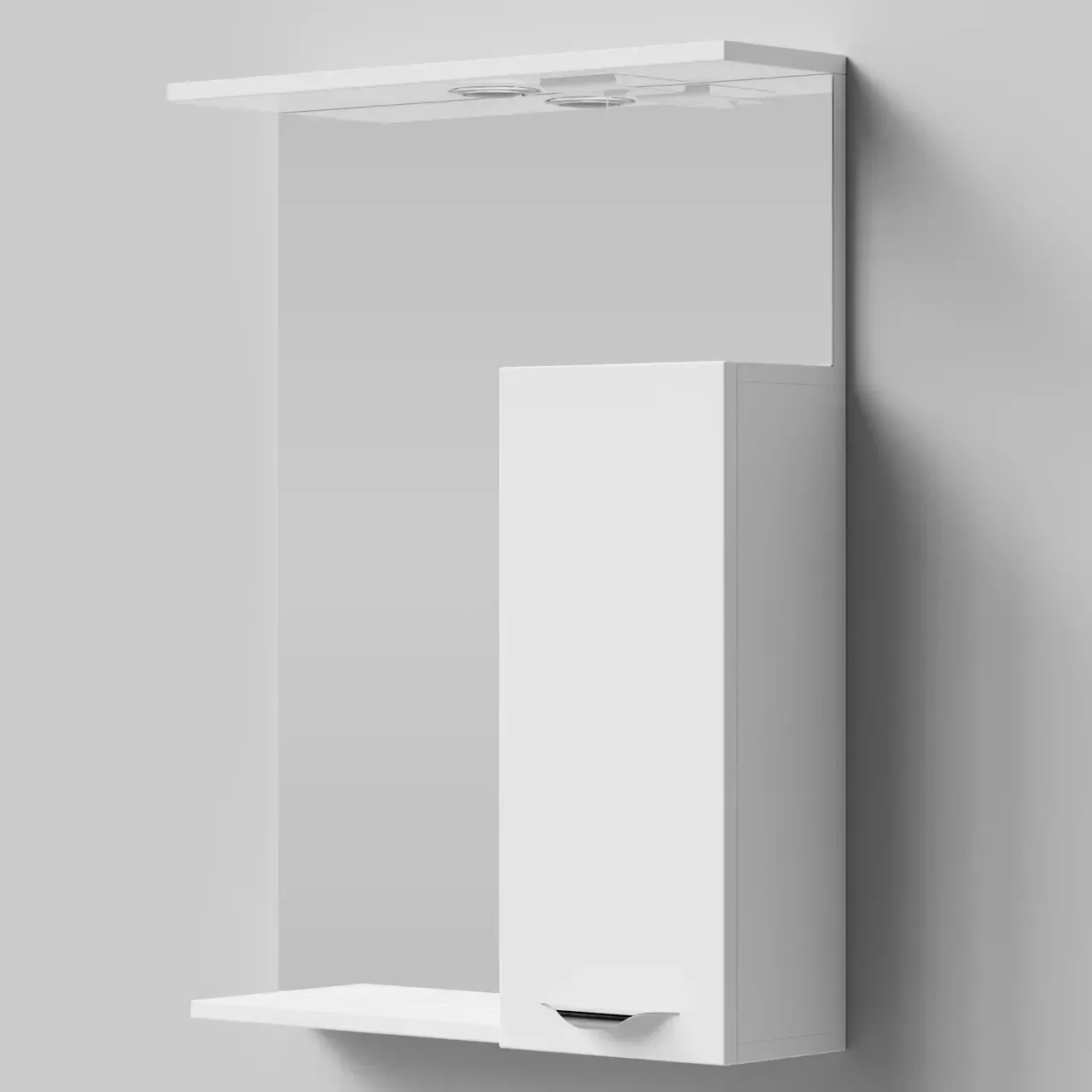 Зеркало со шкафчиком Vod-ok Марко 60 R, свет, белый + 13 цветов, ручка хром или черный