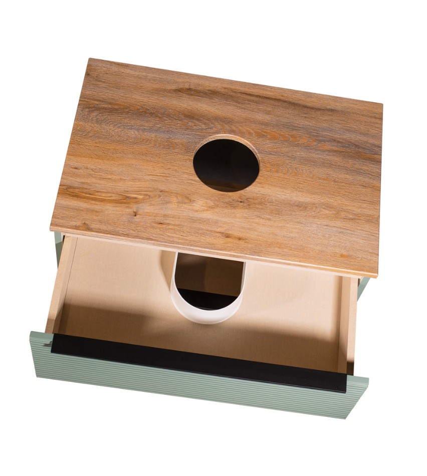 Тумба подвесная Runo Орлеан 70 с раковиной TRE 48, зелёный/дуб