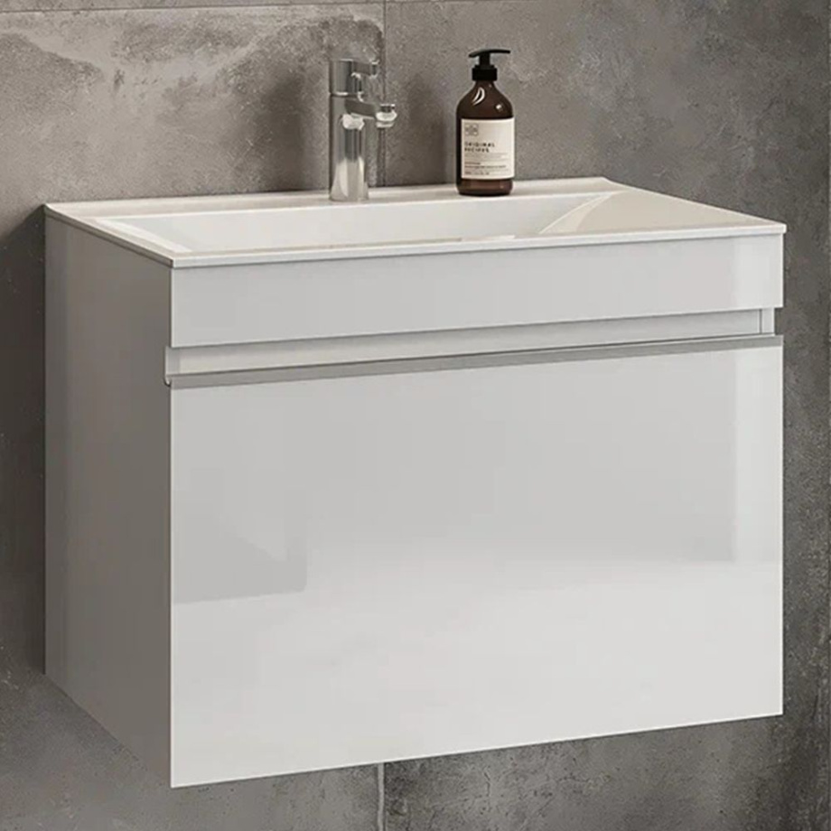 Тумба с раковиной подвесная Velvex Pulsus tp.PUL.PUL.70.1Y белый глянец, 70 см