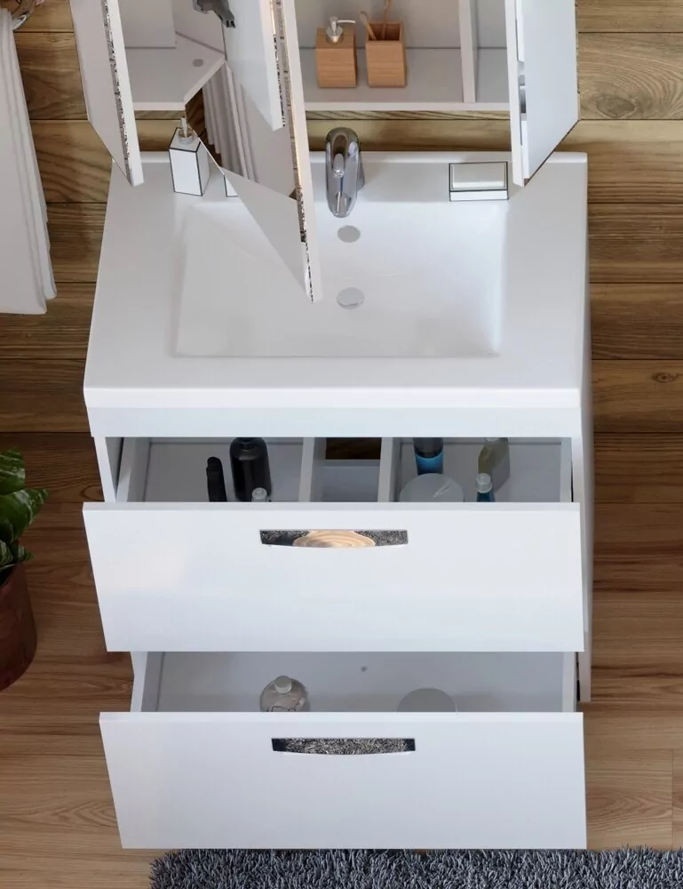 Тумба напольная Vigo Plaza 70 с раковиной Фостер 70, 2 ящика, белый от магазина Vanna-Vanna.ru!