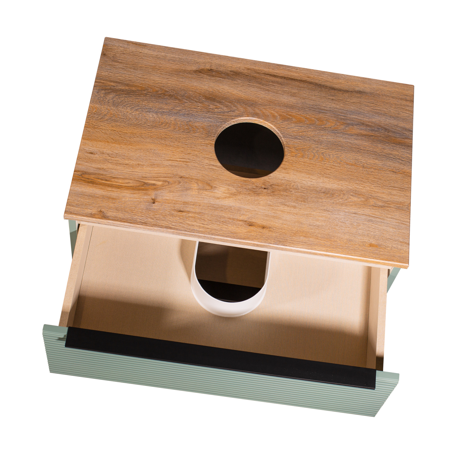 Тумба подвесная Runo Орлеан 70 под накладную раковину, зелёный/дуб натуральный