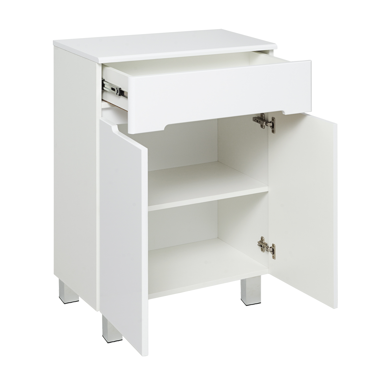 Тумба напольная Runo Парма 60 2 двери, с раковиной Omega 60, белый