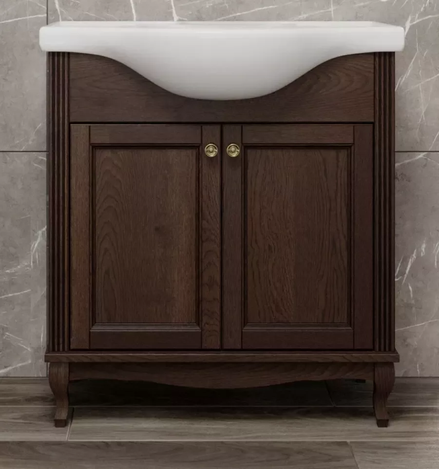 Тумба напольная ValenHouse Эллина 80/2 с раковиной Erica 80, 2 двери, кальяри, бронза