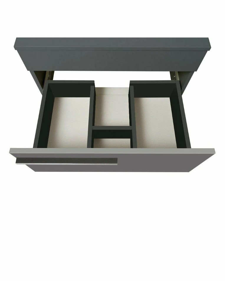 Тумба подвесная Runo Вудлайн 65 с раковиной Bella 41 квадратная, темно-серый/серый