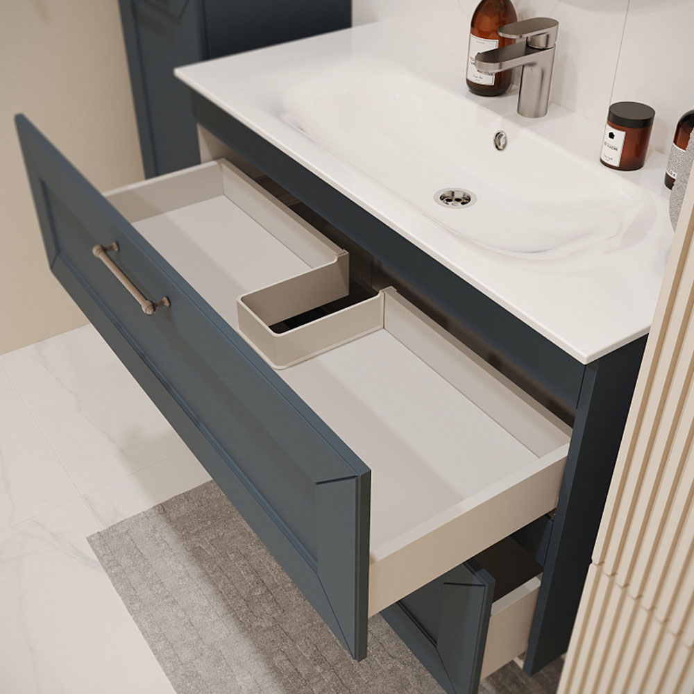 Тумба с раковиной подвесная (100 см) Terminus Victoria VIC101002703101O, серый шёлк