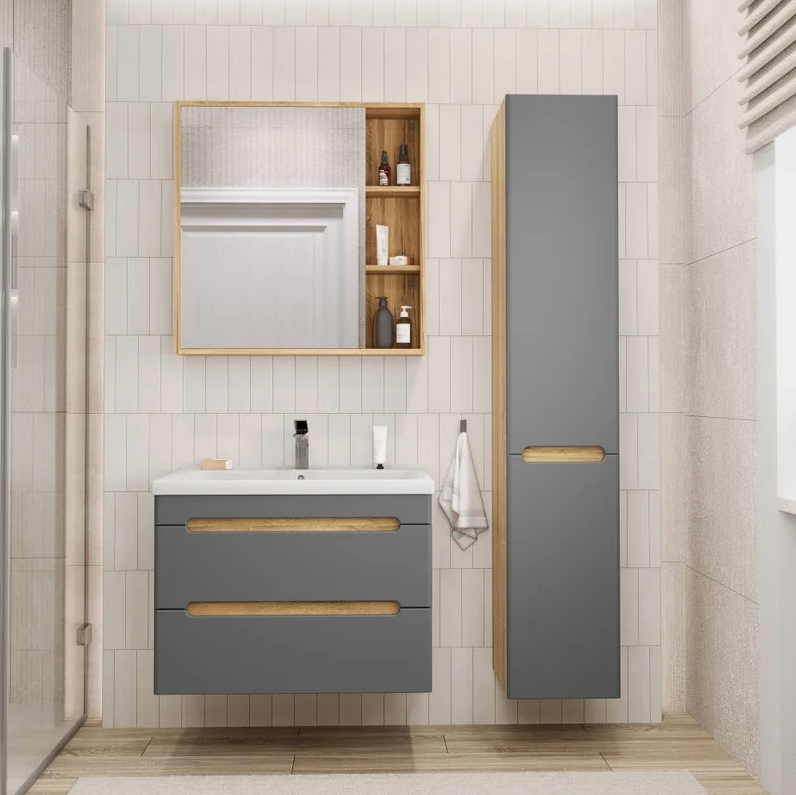 Тумба подвесная SanStar Diva 70 с раковиной Миранда 70 (комплект), Gold Craft