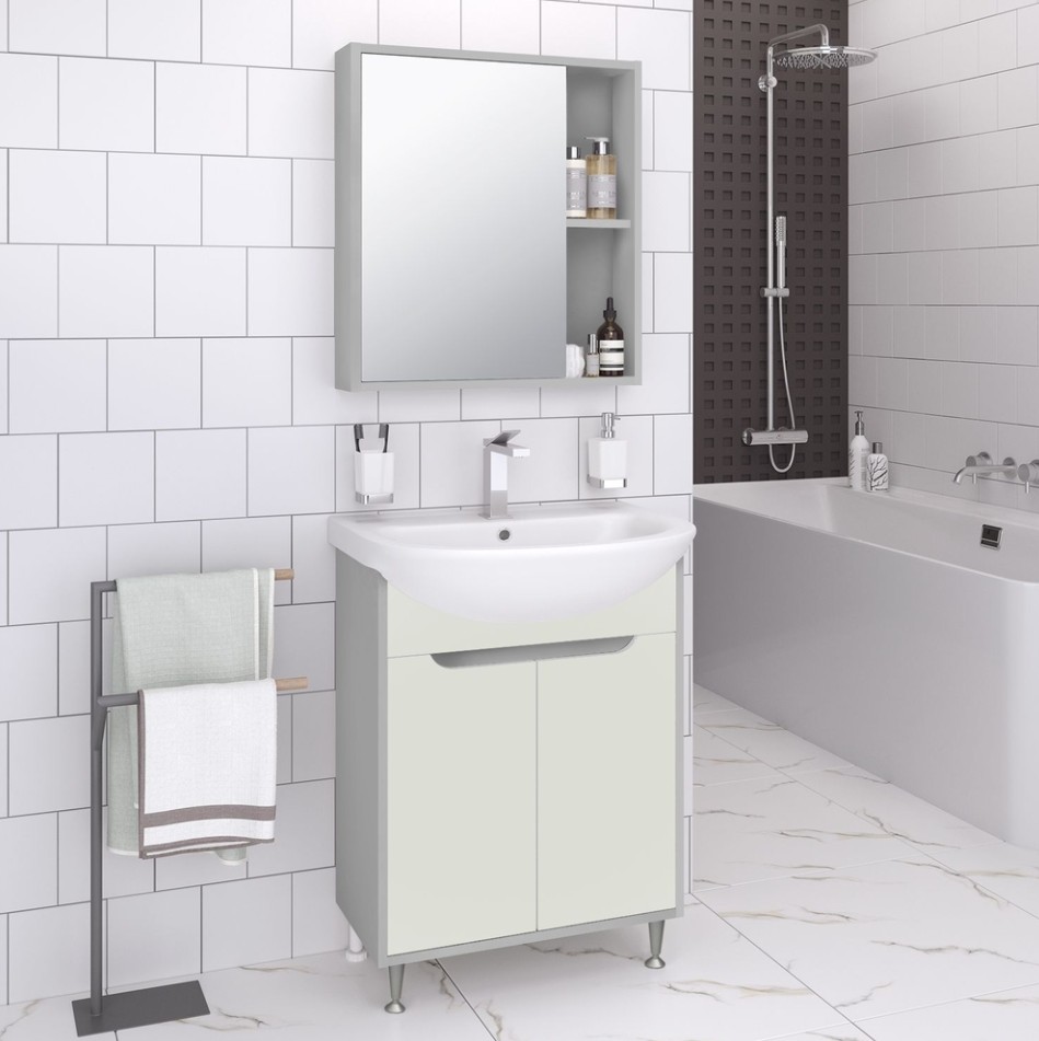 Зеркало-шкаф Runo Эко 52 серый, универсальный