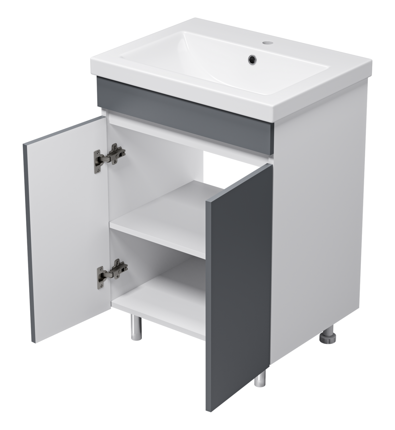 Тумба Misty Майна 60 с раковиной Como 60, напольный, графит/белый