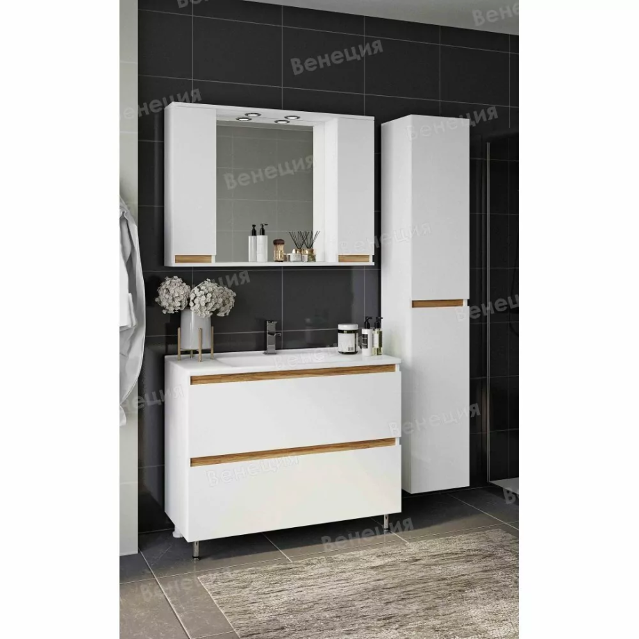 Мебель для ванной Венеция Bianco 105 напольный комплект, белый