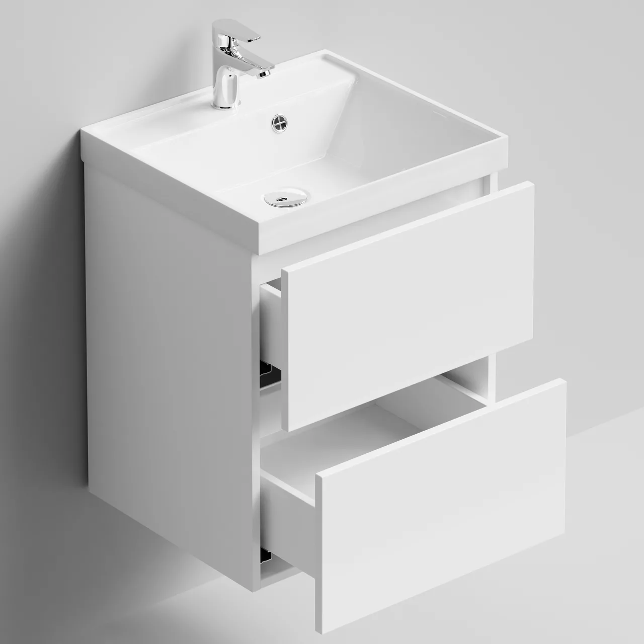 Тумба подвесная Vod-ok Бест 50 с раковиной Classica, белый + 13 цветов