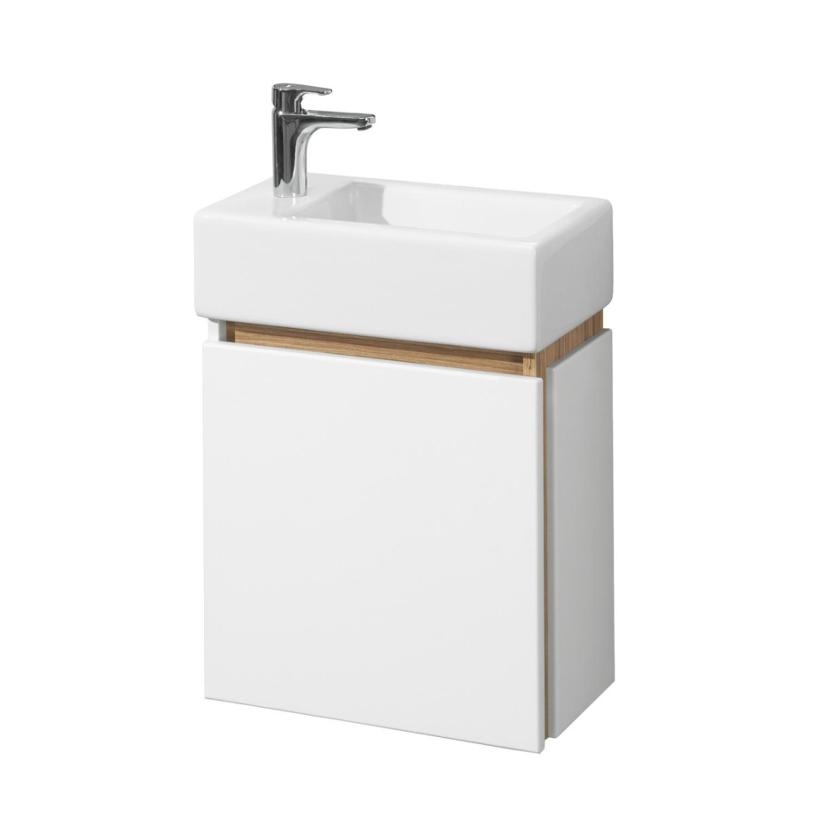 Тумба подвесная Aquaton Эклипс 46 с раковиной Эрис 46 L, белый