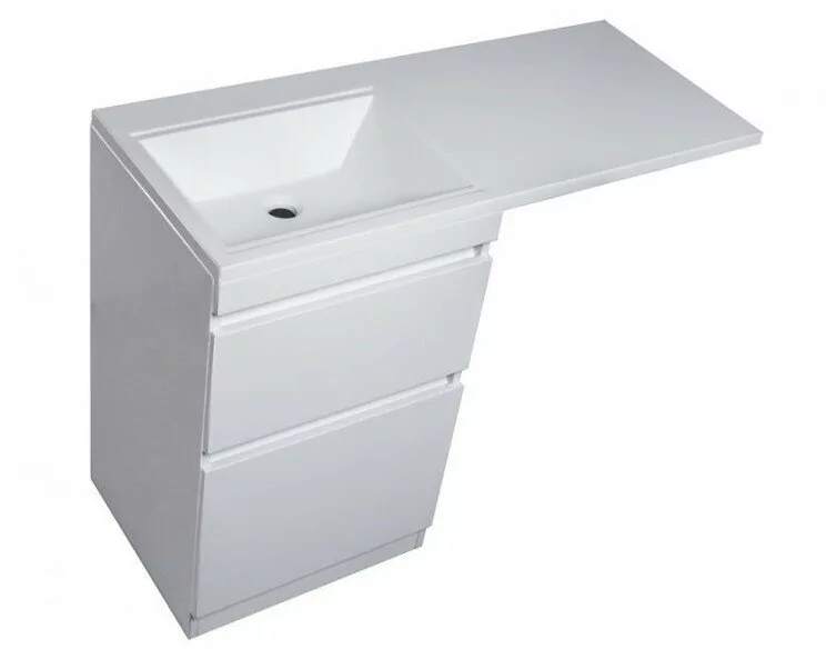 Тумба напольная Style Line Даллас 115 Люкс Plus ПВХ с раковиной Даллас 115 под стиральную машину, левая, белая