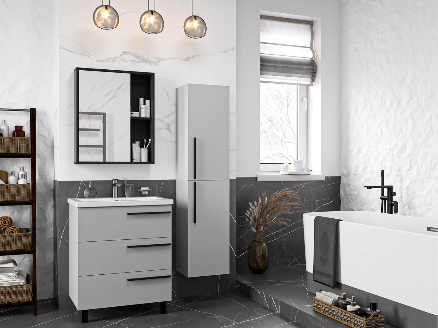 Тумба с раковиной Misty Ненси 70 серый