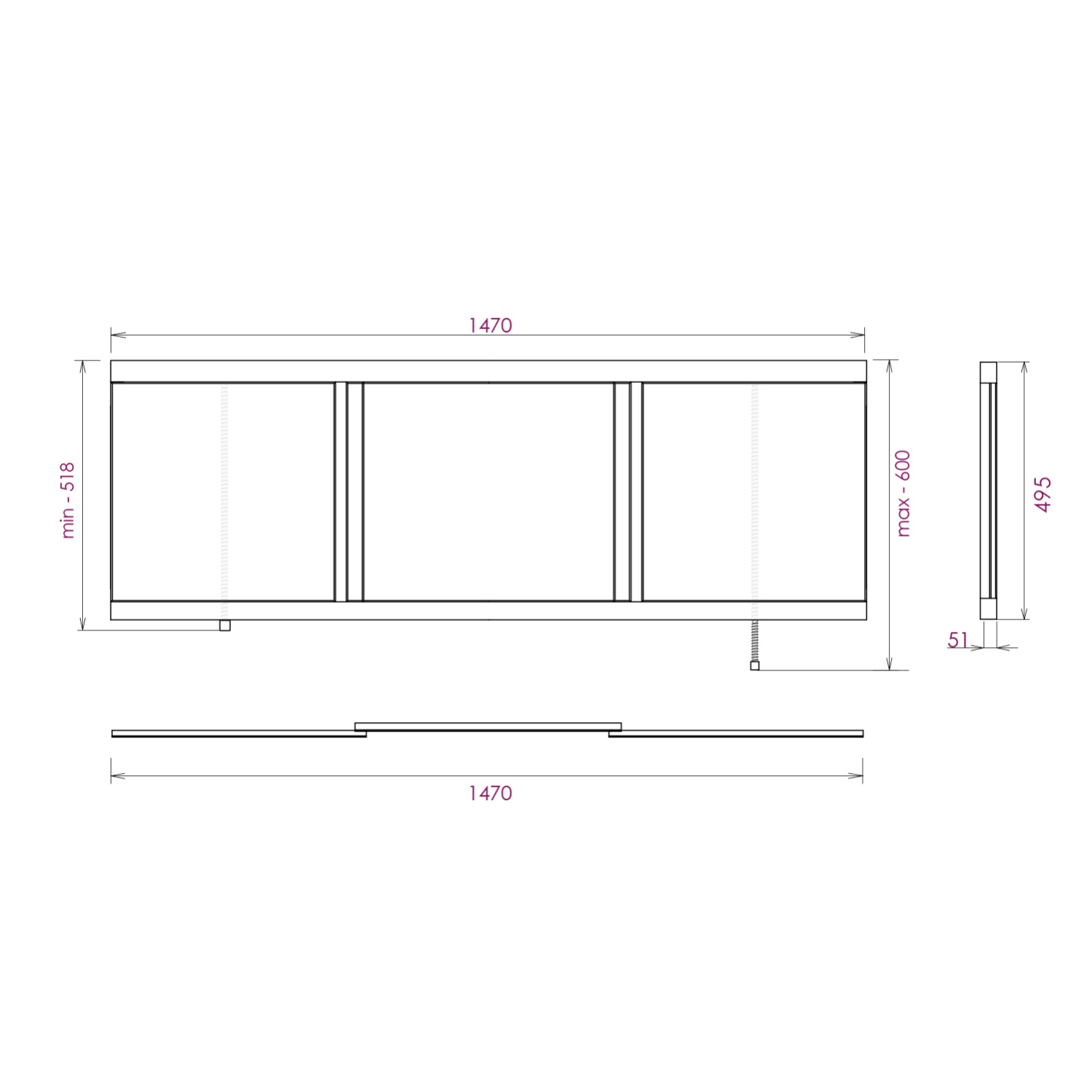 Экран под ванну Onika Одио Нова 150 раздвижной белый