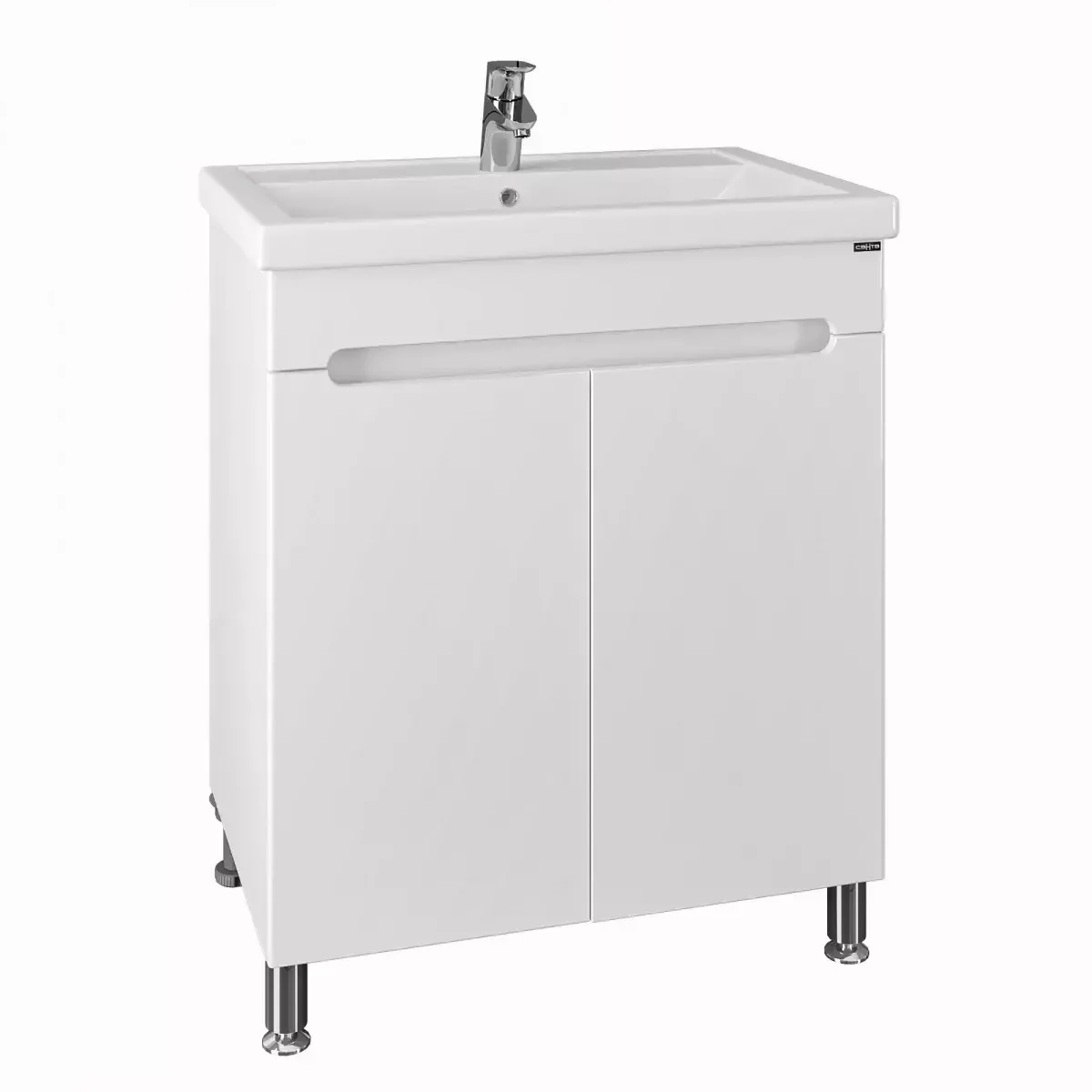 Тумба напольная Санта Лондон 70 с раковиной Фостер 70, 2 двери, белая