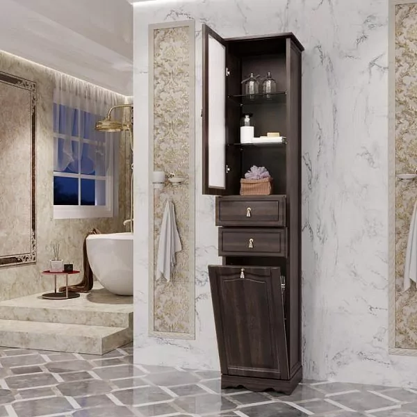 Пенал Opadiris Риспекто 40 L с бельевой корзиной, орех антикварный