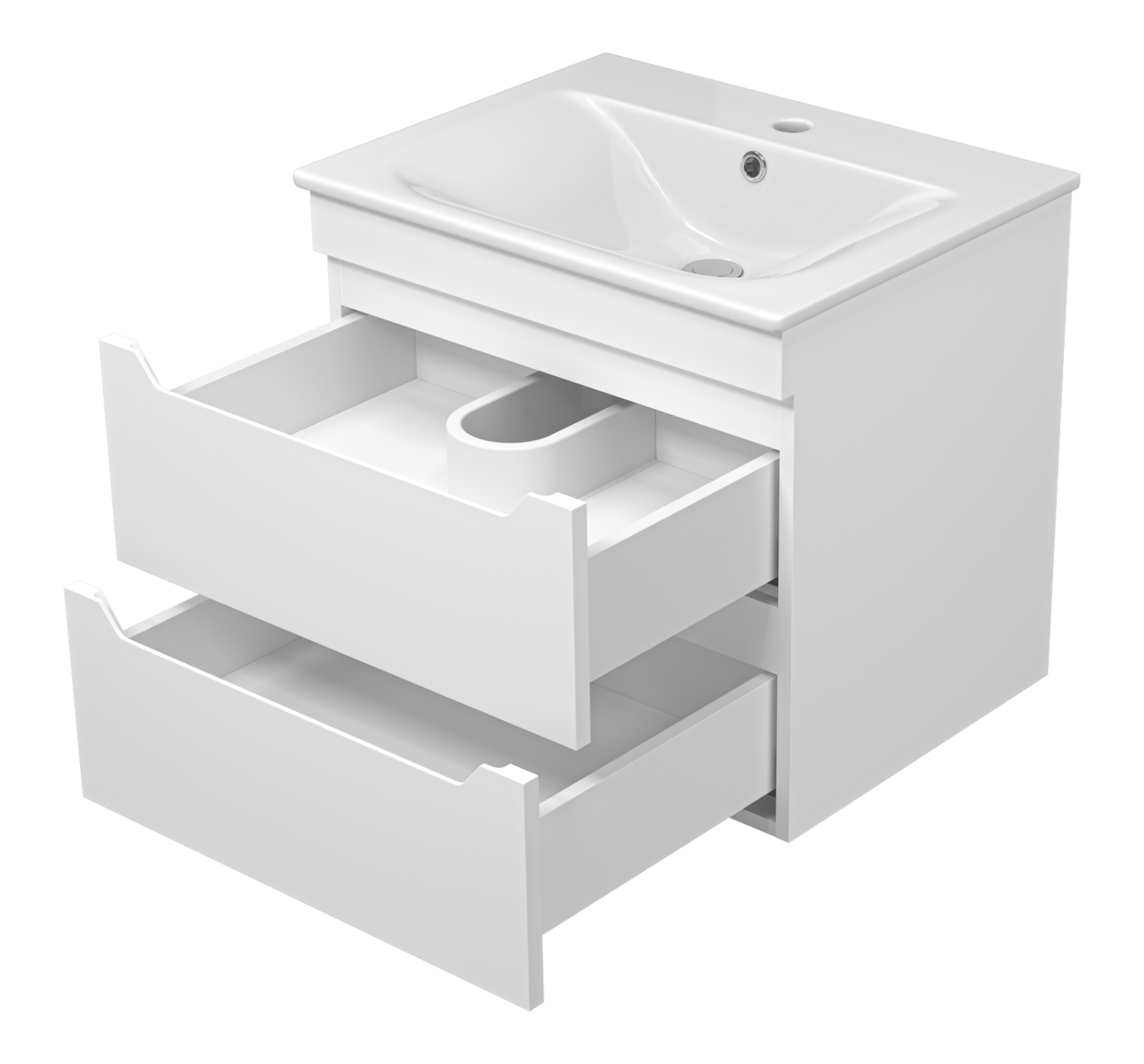 Тумба с раковиной Misty Бриз 60 подвесная, белый матовый