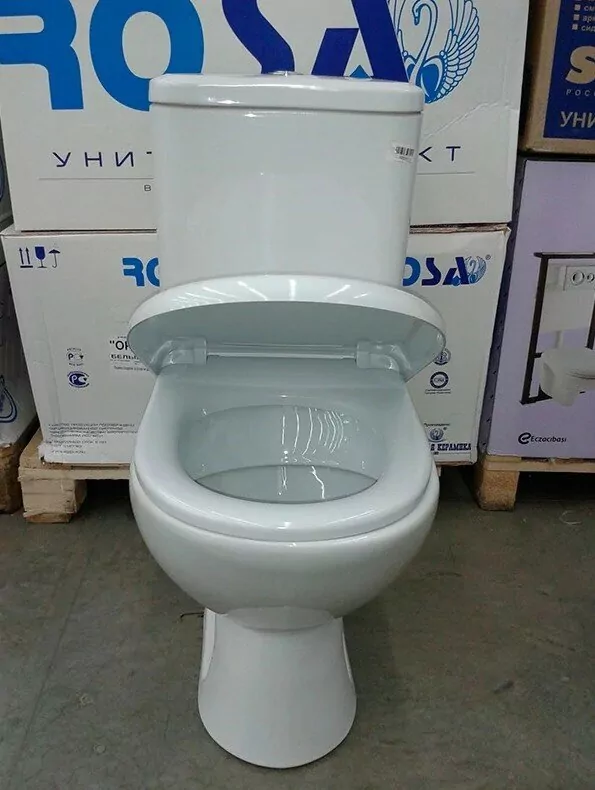 Унитаз Rosa Лира напольный, компакт, с косым выпуском, белый