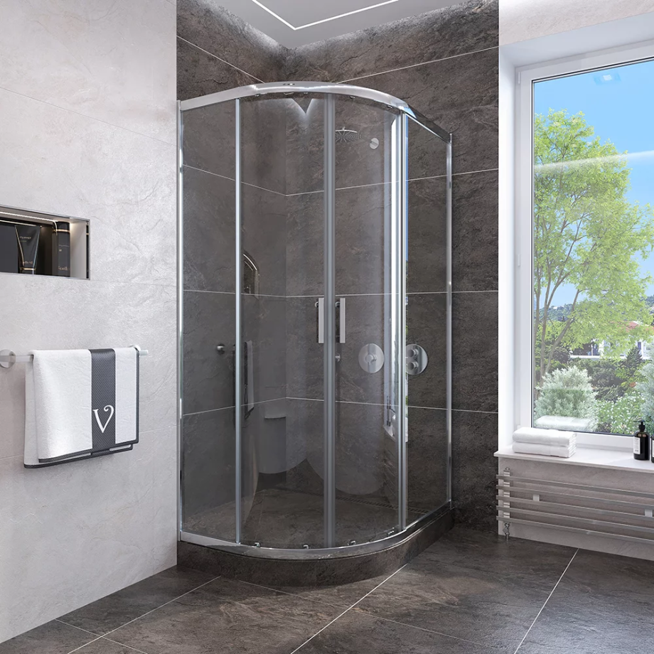 Душевой угол Veconi Rovigo RV-107, 900x900x1900, хром, стекло прозрачное