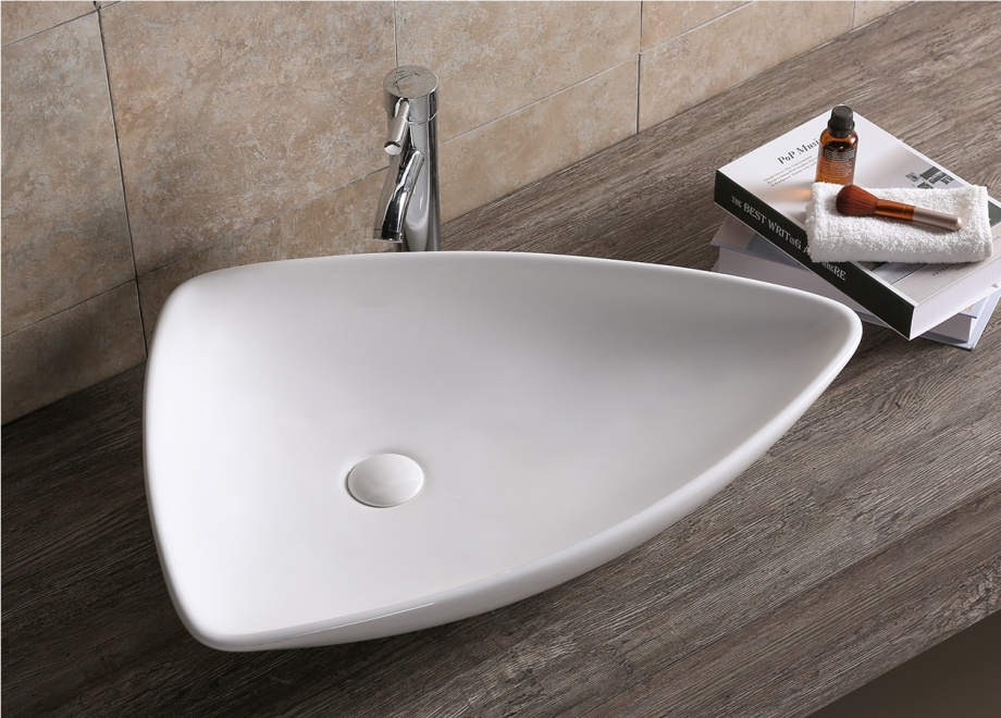 Раковина Ceruttispa CR7014 накладная, белая, асимметричная 690х370х130