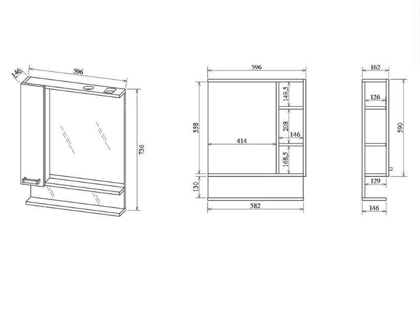 Зеркало с шкафчиком Sanflor Техас 60 L свет, орегон