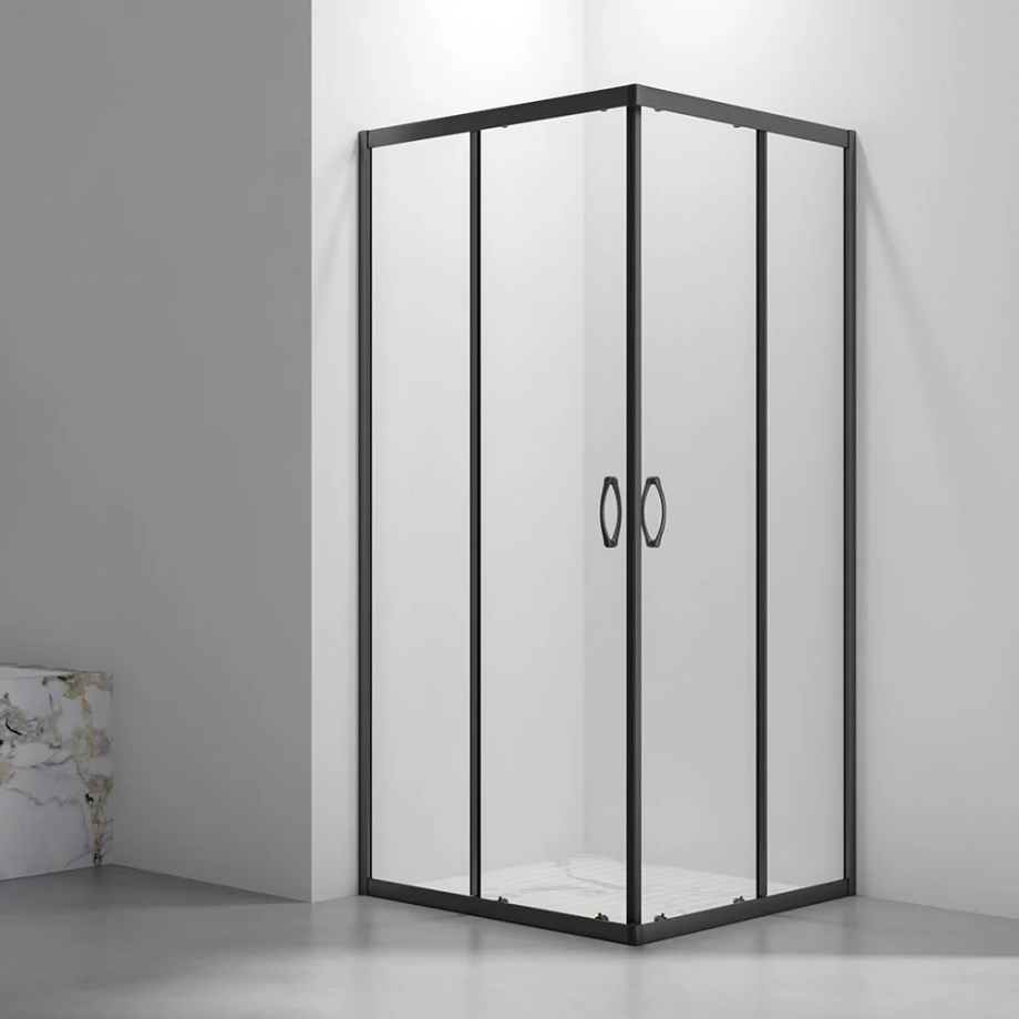 Душевой угол Veconi Rovigo RV-101B, 900x800x1900, черный, стекло прозрачное