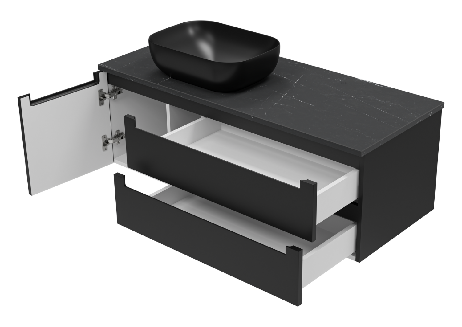 Тумба с раковиной Brevita Cargo 120 подвесная, черный