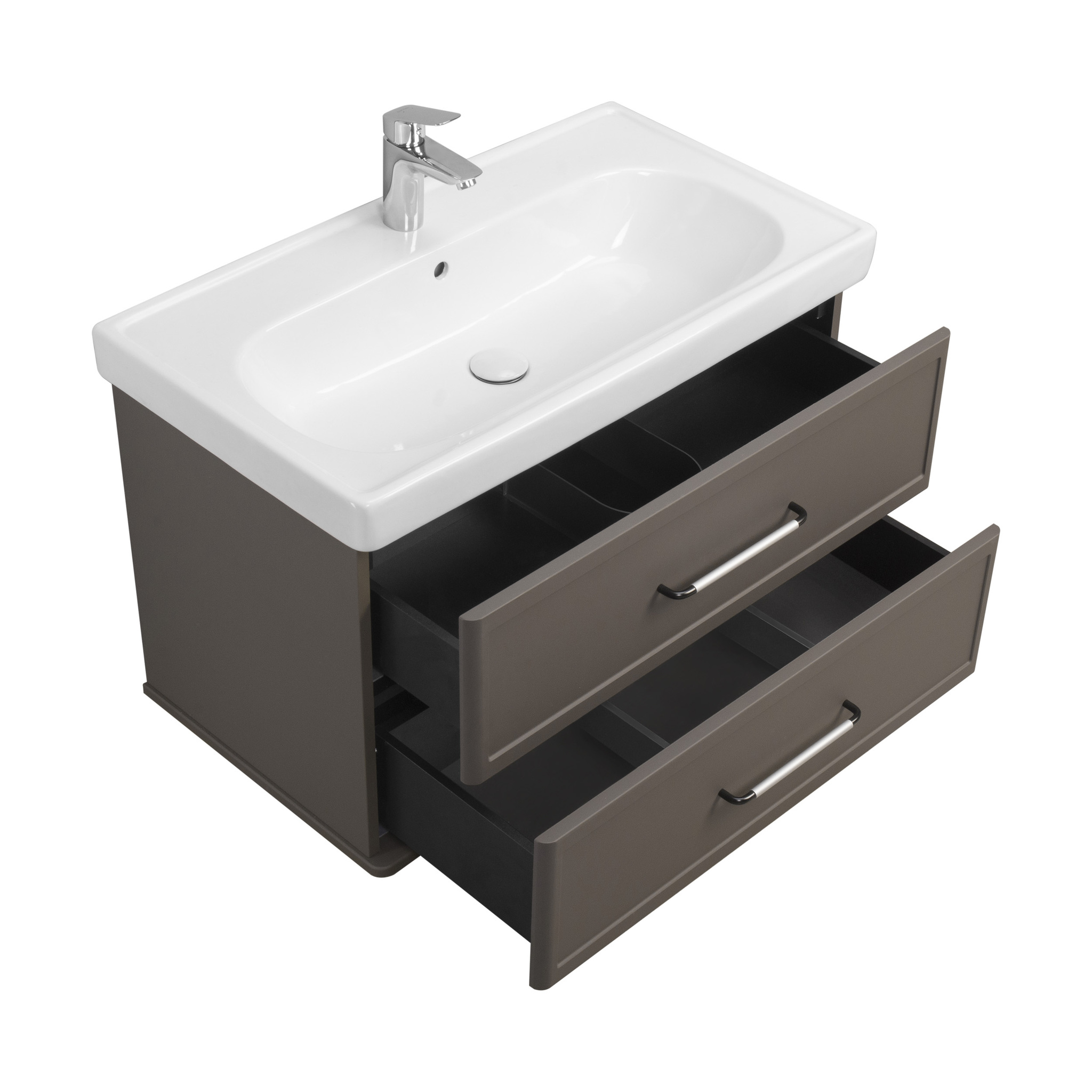 Тумба Aquaton Нео-Классика с раковиной Нео-Классика 85 подвесная, коричневый