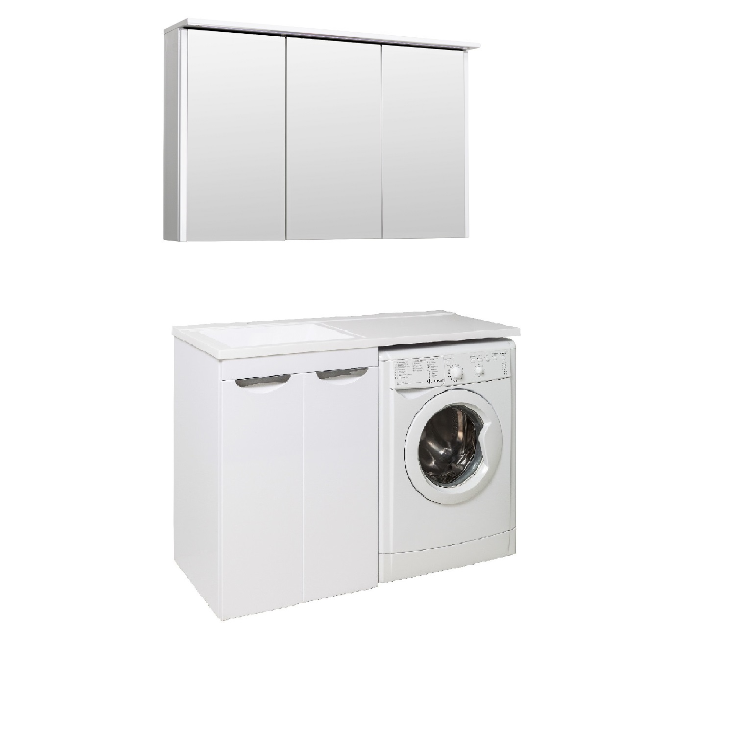 Тумба напольная Runo Лира 60 с раковиной Гамма 120 лайт правое крыло + кронштейн, белый