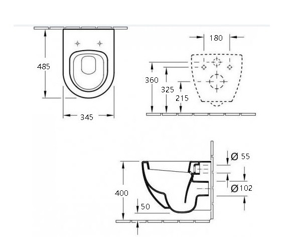 Унитаз подвесной Esbano TIRON-C (Matt Black) 485x335x285