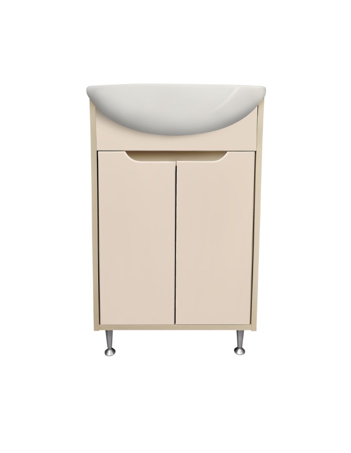 Тумба напольная Runo Эконова 60 с раковиной Уют 60, 2 двери, какао-бежевый