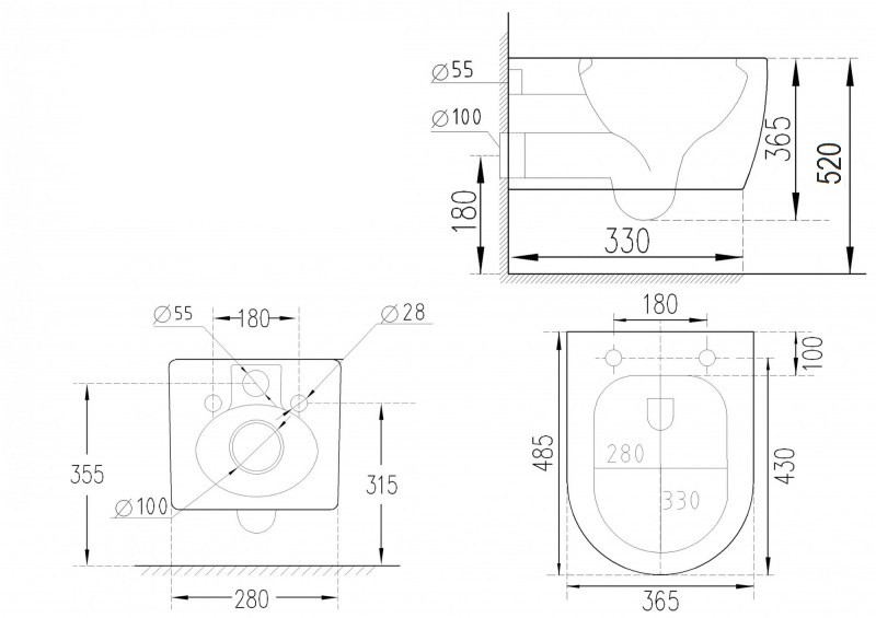 Унитаз-биде подвесной Esbano TERUEL-WBN 520х365х365