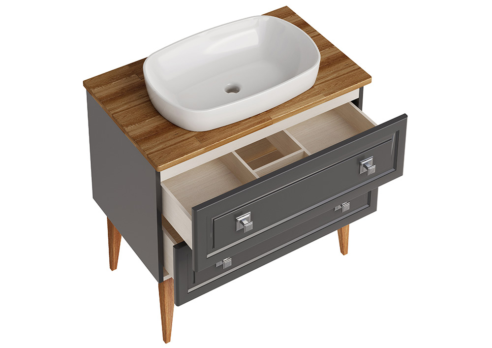 Мебель для ванной ASB Woodline Каталина 80 комплект, подвесной, grey, хром