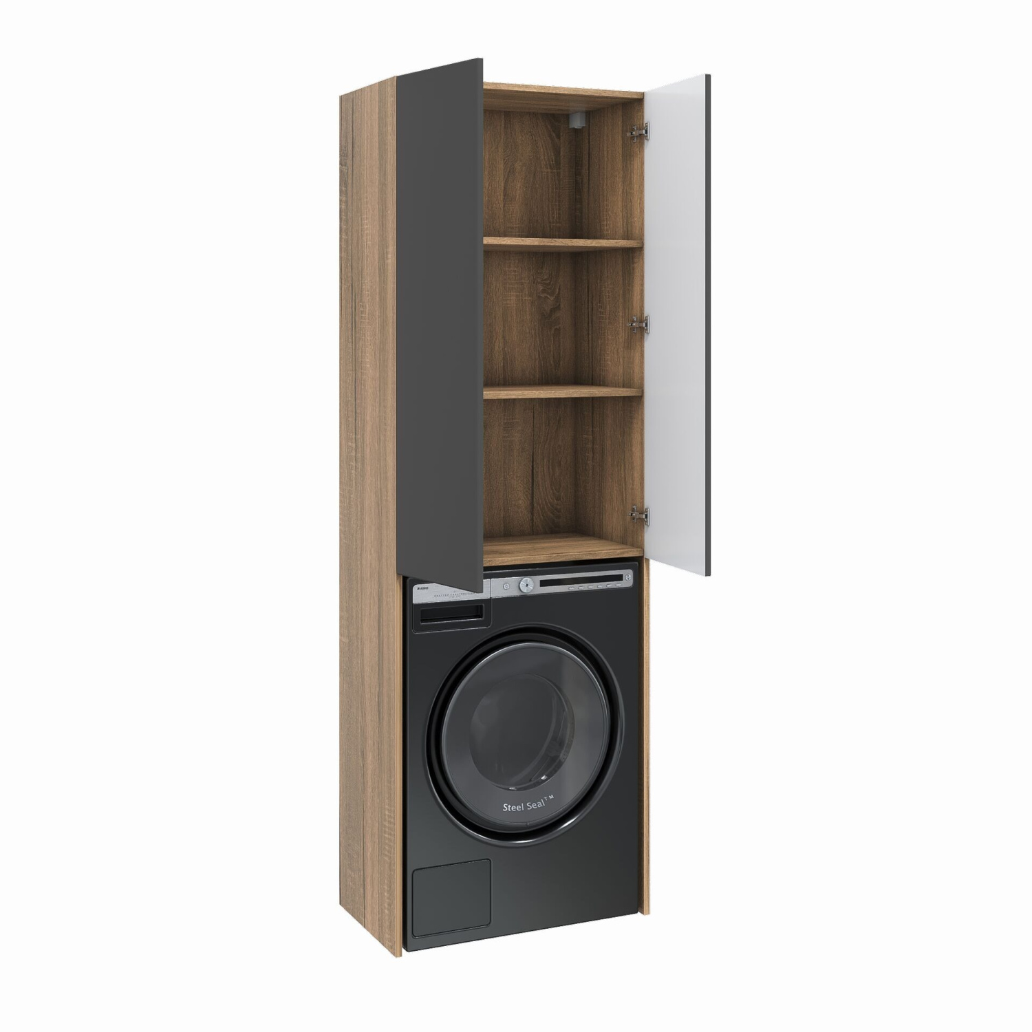Шкаф-пенал напольный SanStar Diva/Graffa/Модена 65 для стиральной машины Дуб вотан, графит софт