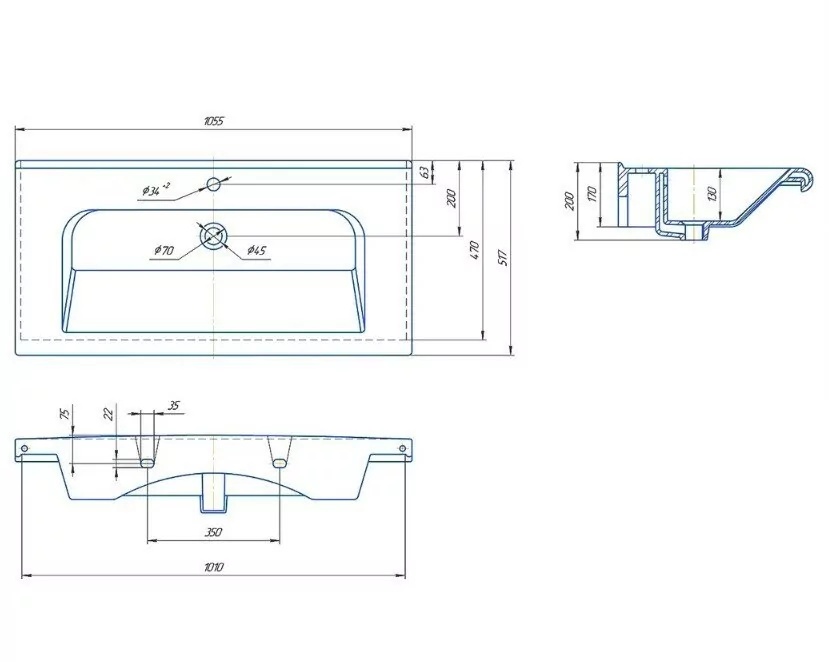 Тумба с раковиной Sanflor Бруно 70 напольная, белый матовый/орегон от магазина Vanna-Vanna.ru!