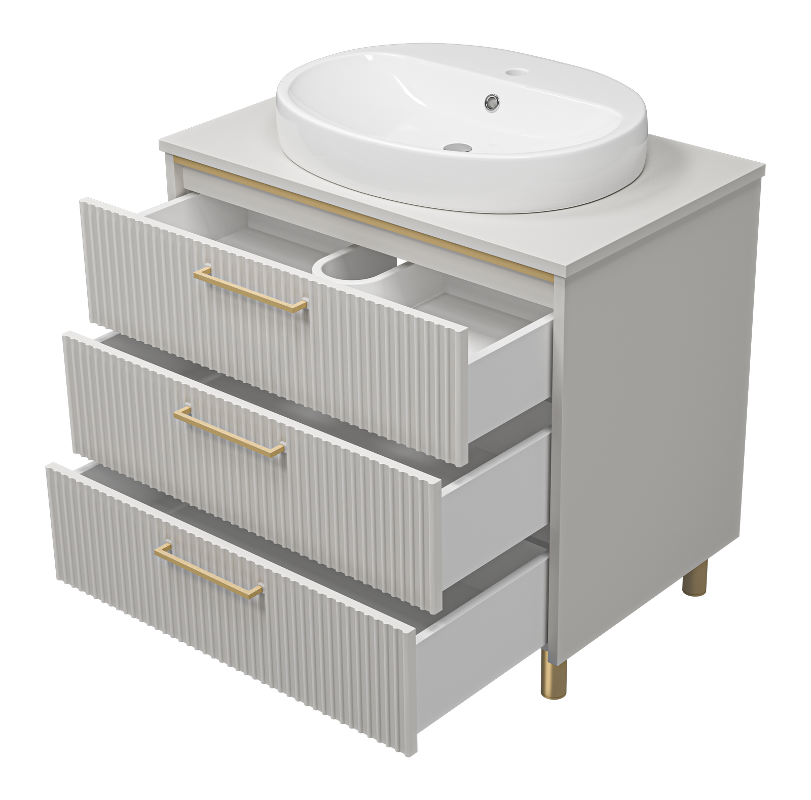 Тумба с раковиной Brevita Elche 80 серый/патина золото